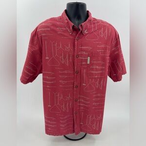 Columbia River Lodge Short Sleeve Button Up Fishing Knots Shirt Men’s Size XL